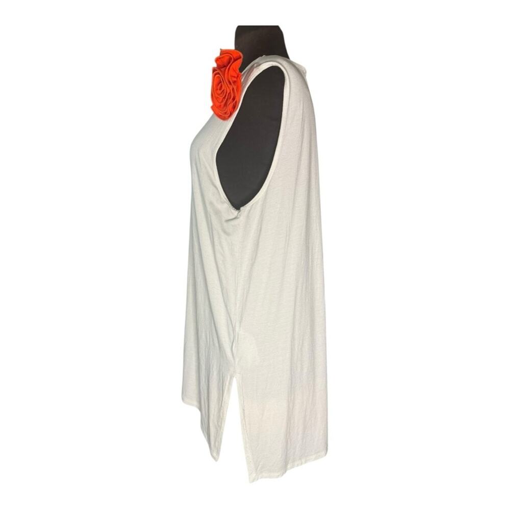 Eileen Fisher Asymmetric Tunic Tank Statement 3D Rosette Womens Size L Romantic - Picture 4 of 9